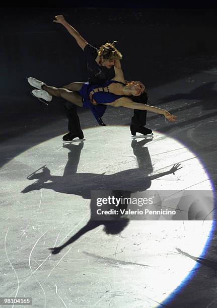 Meryl Davis and Charlie White of USA participate in the Gala Exhibition during the 2010 ISU World Figure Skating Championships on March 28, 2010 in...