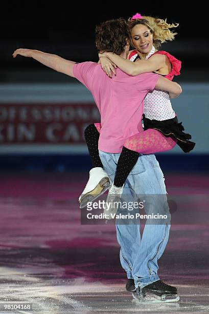 Nathalie Pechalat and Fabian Bourzat of France participate in the Gala Exhibition during the 2010 ISU World Figure Skating Championships on March 28,...