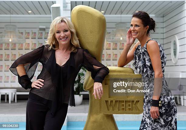 Rebecca Gibney and Esther Anderson pose during the nominations announcement for the 52nd TV Week Logie Awards at The Ivy on March 29, 2010 in Sydney,...