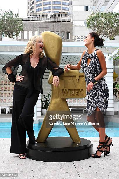 Rebecca Gibney and Esther Anderson poses during the nominations announcement for the 52nd TV Week Logie Awards at The Ivy on March 29, 2010 in...