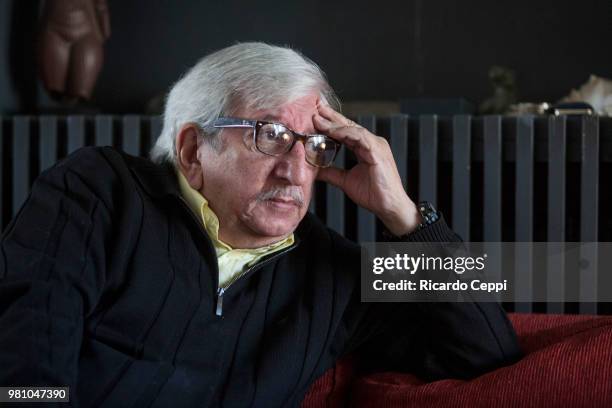 Diplomatic and politician Dante Caputo looks on during an exclusive portrait session at his home on October 16, 2015 in Buenos Aires, Argentina....