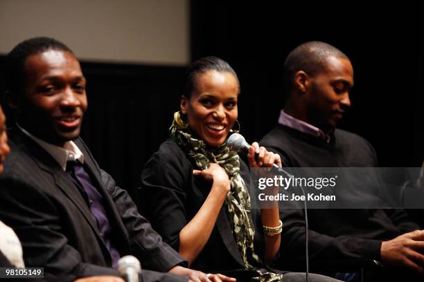 Actors Jamie Hector, Kerry Washington and Anthony Mackie attend the Film Society of Lincoln Center's "Night Catches Us" at Walter Reade Theater on...