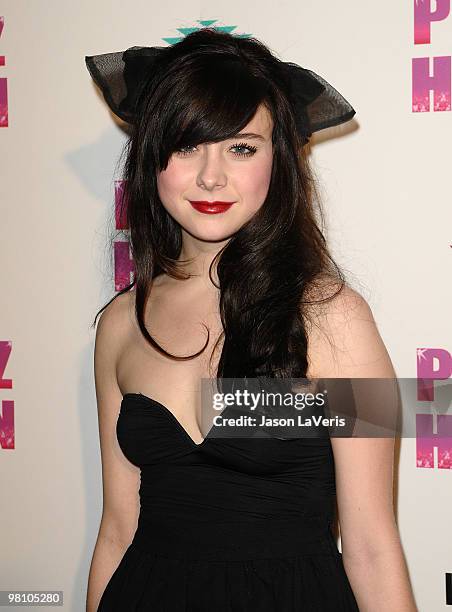 Actress Alessandra Torresani attends Perez Hilton's "Carn-Evil" Theatrical Freak and Funk 32nd birthday party at Paramount Studios on March 27, 2010...