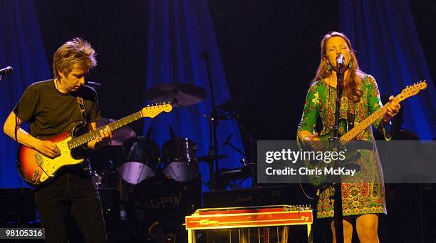 Eric Johnson and Susan Tedeschi perform during the Experience Hendrix Tour at The Fox Theatre on March 27, 2010 in Atlanta, Georgia.