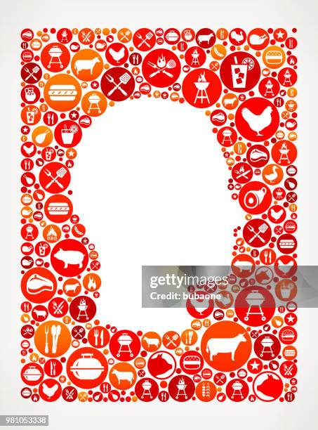 guy face barbecue party icon pattern background - grilled corn stock illustrations