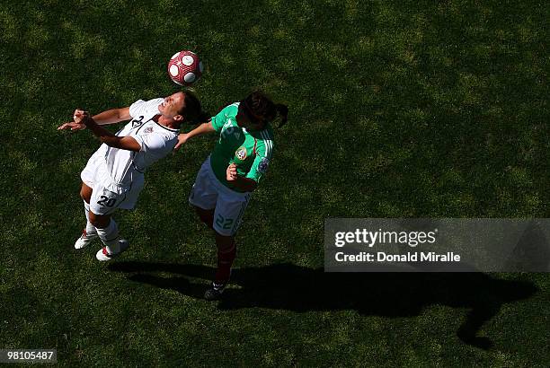 Abby Wambach of the USA goes up for a header during the Women's International Friendly Soccer Match between Mexico and the United States at Torero...