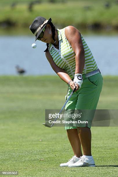 Christina Kim chips onto the first green during the final round of the Kia Classic Presented by J Golf at La Costa Resort and Spa on March 28, 2010...