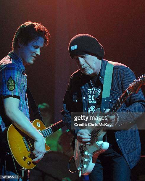 Jonny Lang and Brad Whitford of Aerosmith perform during the Experience Hendrix Tour at The Fox Theatre on March 27, 2010 in Atlanta, Georgia.