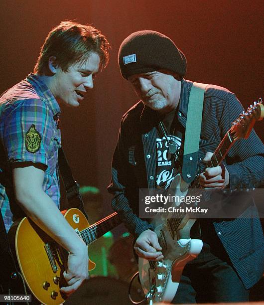 Jonny Lang and Brad Whitford of Aerosmith perform during the Experience Hendrix Tour at The Fox Theatre on March 27, 2010 in Atlanta, Georgia.