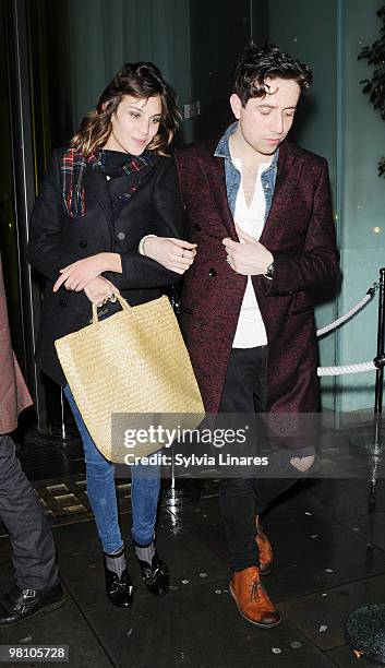 Alexa Chung and Nick Grimshaw Leaving Bungalow 8 Club on February 21, 2010 in London, England.