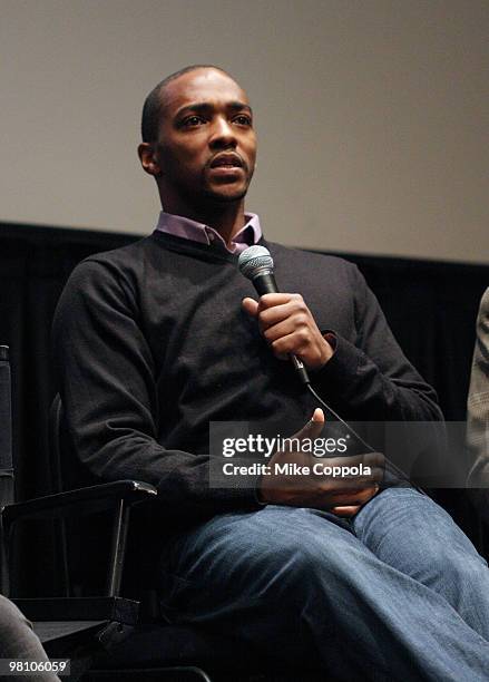 Actor Anthony Mackie attends the Film Society of Lincoln Center's "Night Catches Us" at Walter Reade Theater on March 28, 2010 in New York City.