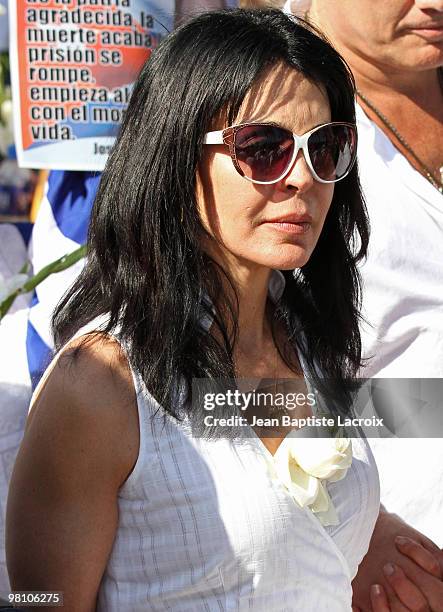 Maria Conchita Alonso attends the Hunger for Change protest on March 28, 2010 in Los Angeles, California.