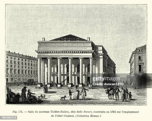 stockillustraties, clipart, cartoons en iconen met le theatre italien, parijs, frankrijk, eind 18e eeuw - italien