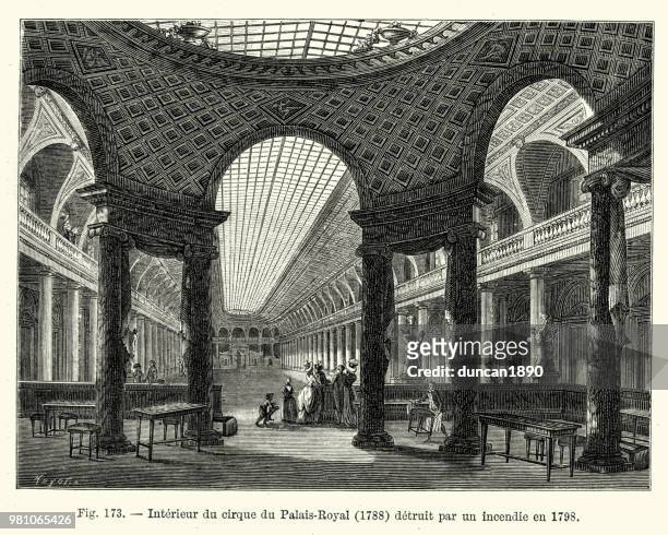 皇家太陽劇團的內部, 巴黎, 1788 - 皇家宮殿 杜樂麗區 幅插畫檔、美工圖案、卡通及圖標