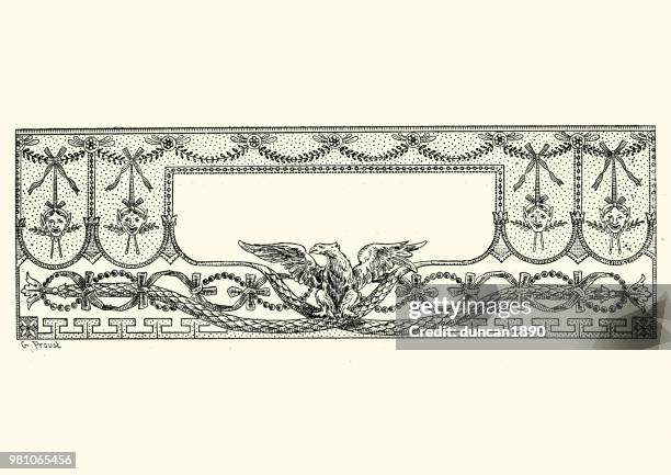 neoclassical design element, title header - geometrical architecture stock illustrations