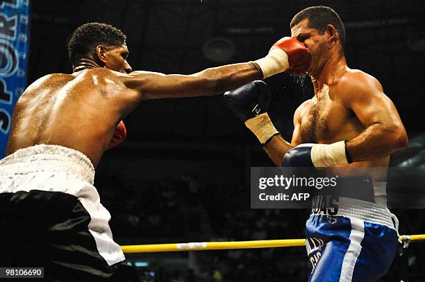 Gusmir Perdomo of Venezuela fights with Daniel Castillo of Panama during their boxing match in La Guaira, Venezuela on March 27, 2010. Perdomo beat...