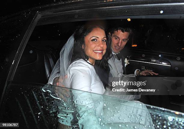 Bethenny Frankel and Jason Hoppy leave their wedding at Four Seasons Restaurant on March 28, 2010 in New York, New York.