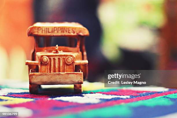 mniature wooden philippine jeepney - jeepney ストックフォトと画像