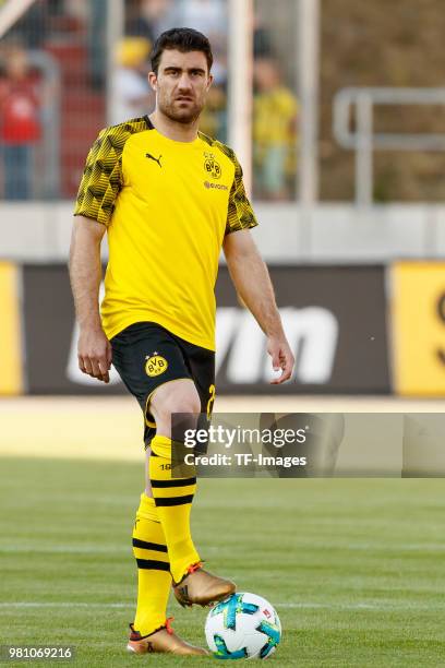 Sokratis of Dortmund controls the ball during the Friendly Match match between FSV Zwickau and Borussia Dortmund at Stadion Zwickau on May 14, 2018...