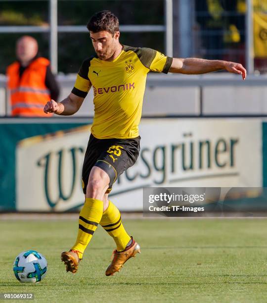 Sokratis of Dortmund controls the ball during the Friendly Match match between FSV Zwickau and Borussia Dortmund at Stadion Zwickau on May 14, 2018...