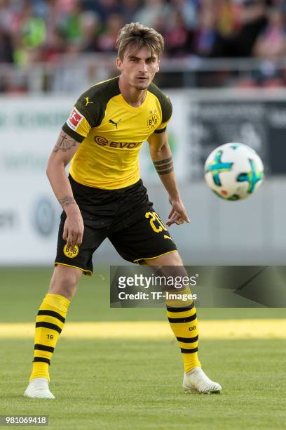 Maximilian Philipp of Dortmund controls the ball during the Friendly Match match between FSV Zwickau and Borussia Dortmund at Stadion Zwickau on May...