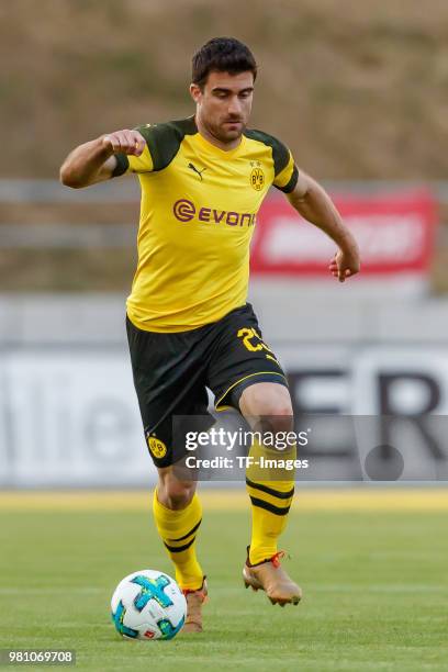 Sokratis of Dortmund controls the ball during the Friendly Match match between FSV Zwickau and Borussia Dortmund at Stadion Zwickau on May 14, 2018...