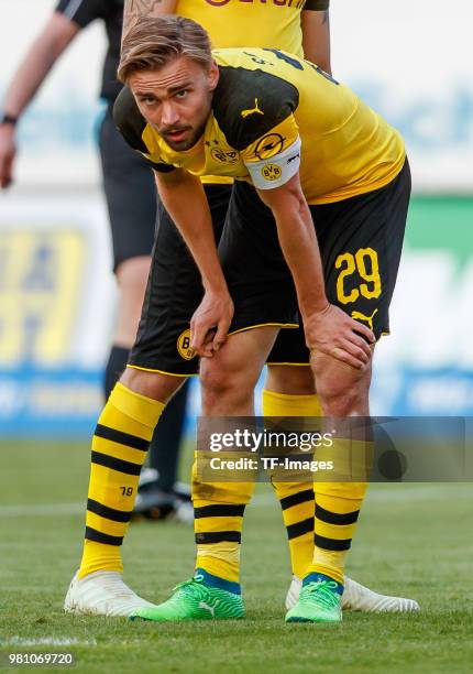 Marcel Schmelzer of Dortmund looks on during the Friendly Match match between FSV Zwickau and Borussia Dortmund at Stadion Zwickau on May 14, 2018 in...