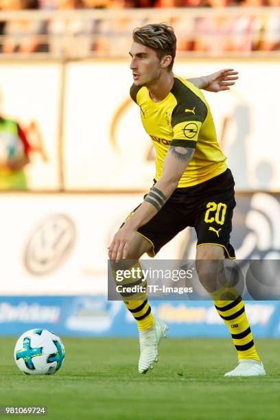 Maximilian Philipp of Dortmund controls the ball during the Friendly Match match between FSV Zwickau and Borussia Dortmund at Stadion Zwickau on May...