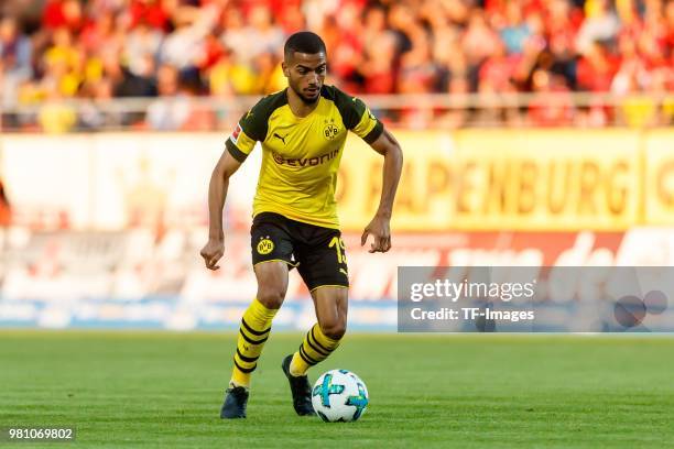 Jeremy Toljan of Dortmund controls the ball during the Friendly Match match between FSV Zwickau and Borussia Dortmund at Stadion Zwickau on May 14,...