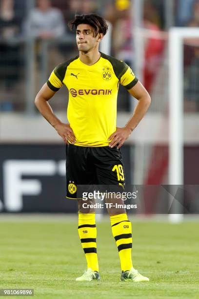 Mahmoud Dahoud of Dortmund looks on after the Friendly Match match between FSV Zwickau and Borussia Dortmund at Stadion Zwickau on May 14, 2018 in...