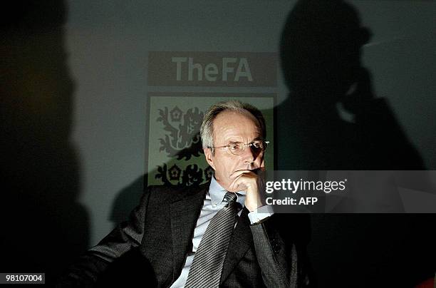 England national football team manager Sven-Goran Eriksson addresses a press conference at the Football Association's heaquarters in London, 24...