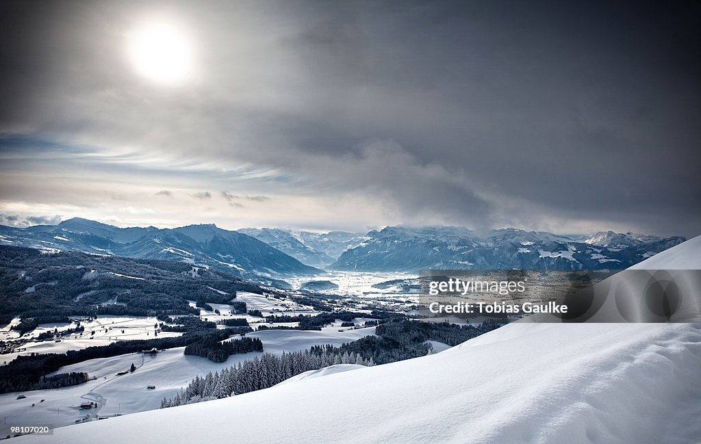  Swiss winter landscape with snow