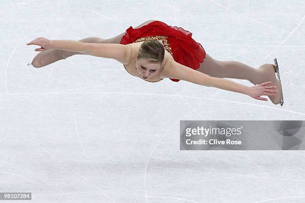 Rachel Flatt of USA competes in the Ladies Free Skate during the 2010 ISU World Figure Skating Championships on March 27, 2010 at the Palevela in...