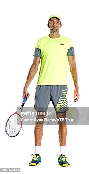 Ivo Karlovic of Croatia poses for portraits during the Australian Open at Melbourne Park on January 14, 2018 in Melbourne, Australia.