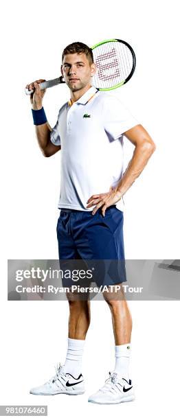 Filip Krajinovic of Serbia poses for portraits during the Australian Open at Melbourne Park on January 10, 2018 in Melbourne, Australia.