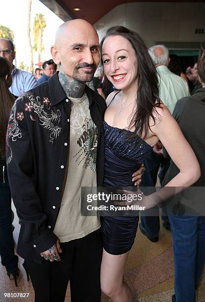 Actor Robert Lasardo and actress Danielle Kasen pose during the arrivals for the opening night performance of "The Wake" at the Center Theatre...