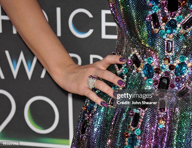 Singer Katy Perry arrives at Nickelodeon's 23rd annual Kid's Choice Awards at Pauley Pavilion on March 27, 2010 in Los Angeles, California.