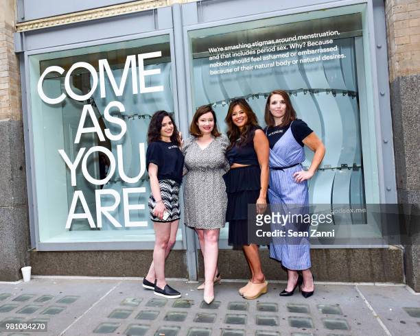 Guest, Siobhan Lonergan, C.J. Frogozo and Leesa Raab attend Thinx Hosts Come As You Are In Celebration Of Period Sex Blanket at Thinx Come As You Are...