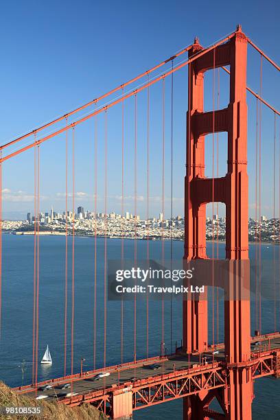 golden gate bridge and san francisco skyline - travelpix stock pictures, royalty-free photos & images