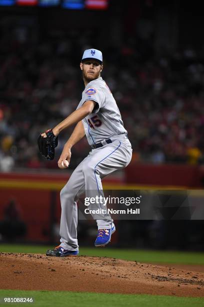 Zack Wheeler of the New York Mets delivers a pitch against the Arizona Diamondbacks at Chase Field on June 17, 2018 in Phoenix, Arizona.