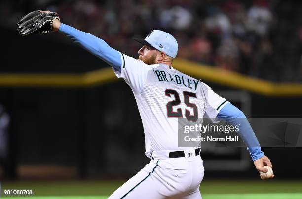 Archie Bradley of the Arizona Diamondbacks delivers a pitch against the New York Mets at Chase Field on June 17, 2018 in Phoenix, Arizona.