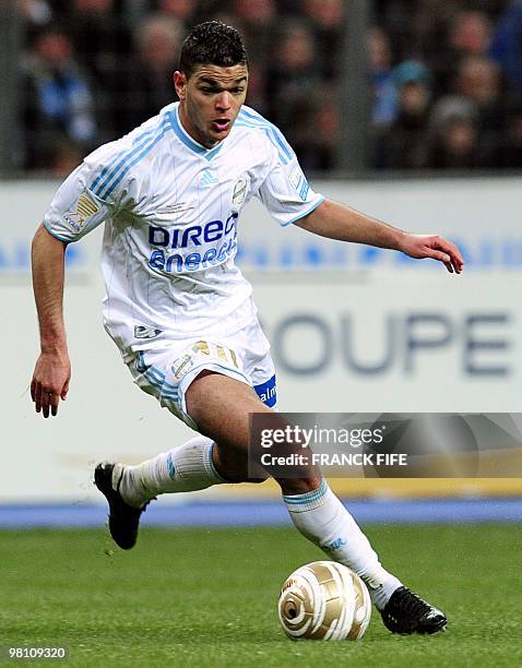 Marseille's midfielder Hatem Ben Arfa runs with the ball during the League Cup final football match Olympique de Marseille versus Girondins de...