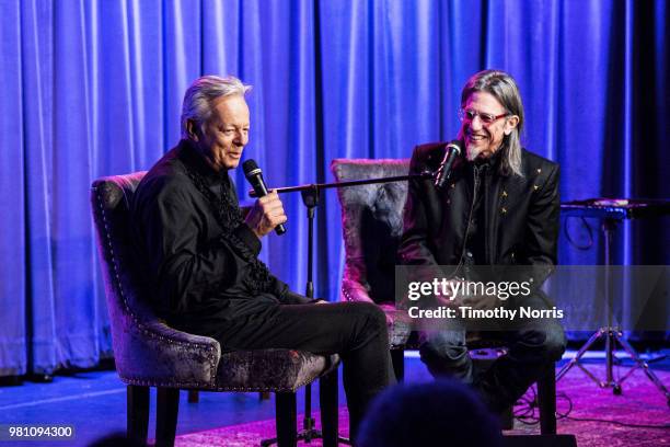 Tommy Emmanuel and Scott Goldman speak during An Evening with Tommy Emmanuel at The GRAMMY Museum on June 21, 2018 in Los Angeles, California.