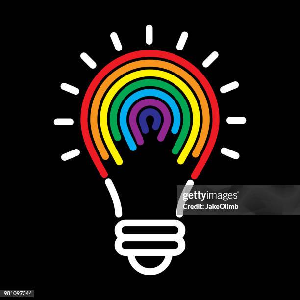 stockillustraties, clipart, cartoons en iconen met gloeilamp rainbow - led-lampje