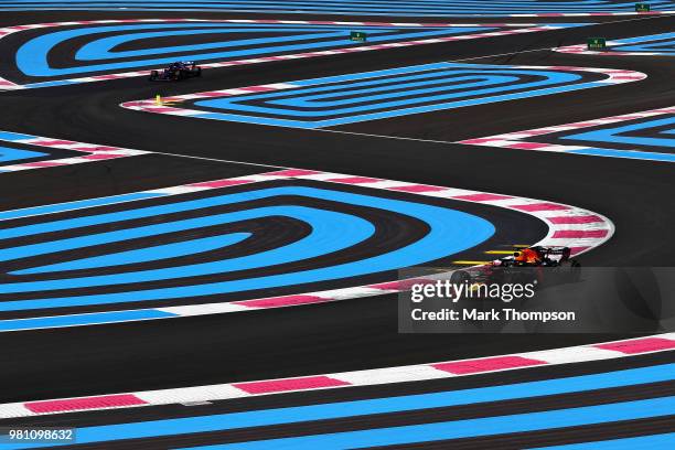 Daniel Ricciardo of Australia driving the Aston Martin Red Bull Racing RB14 TAG Heuer on track during practice for the Formula One Grand Prix of...