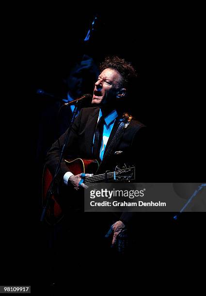 Lyle Lovett performs on stage during his concert at the State Theatre on March 29, 2010 in Sydney, Australia.