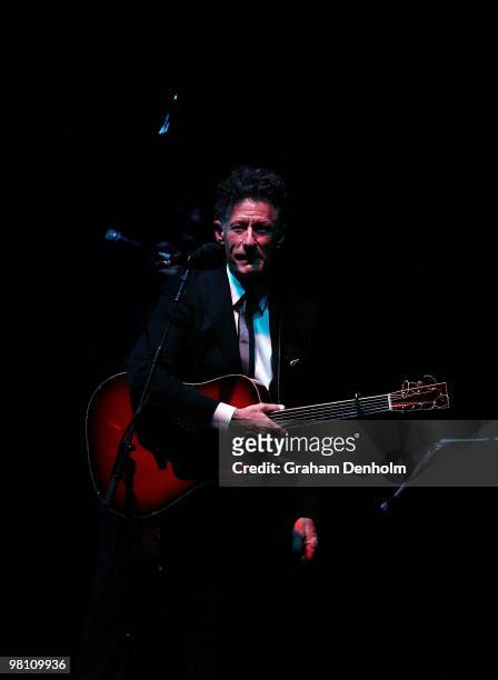 Lyle Lovett performs on stage during his concert at the State Theatre on March 29, 2010 in Sydney, Australia.