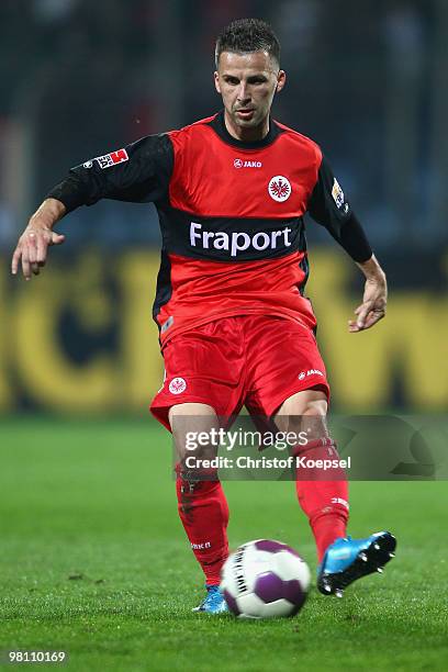 Benjamin Koehler of Frankfurt runs with the ball during the Bundesliga match between VfL Bochum and Eintracht Frankfurt at Rewirpower Stadium on...