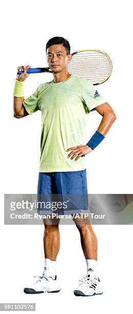 Yen-Hsun Lu of Taiwan poses for portraits during the Australian Open at Melbourne Park on January 14, 2018 in Melbourne, Australia.