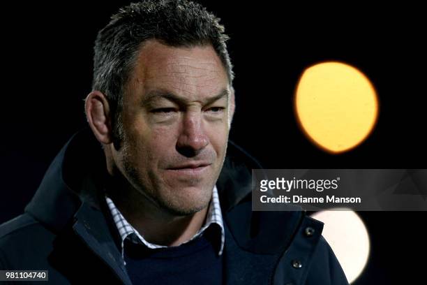 Mark Hammett, assistant coach of the Highlanders, looks on ahead during the match between the Highlanders and the French Barbarians at Rugby Park...